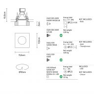 LUI Einbaustrahler mit quadratischem Klarglas Abmessung der Einbauleuchte mit Stahl Front.