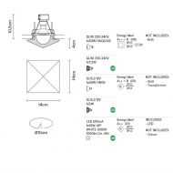 CHEOPE Einbaustrahler mit Kristallglas Abmessung der Einbauleuchte mit Klarglas.