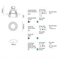 LEI Einbaustrahler mit rundem Klarglas Abmessung der Einbauleuchte mit Glas Diffusor.