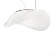 BALANCE Pendelleuchte aus geschwungenem Opalglas Mundgeblasenes Leuchtenglas mit  56 cm.