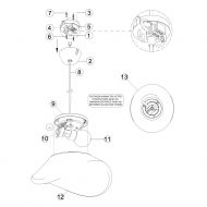 BALANCE Pendelleuchte aus geschwungenem Opalglas Aufbau der einflammigen Leuchte.