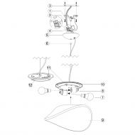 BALANCE Pendelleuchte aus geschwungenem Opalglas Aufbau / Installation mit 2 Brenstellen.