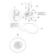 BALANCE Deckenleuchte aus geschwungenem Opalglas Aufbau der einflammigen Leuchte.