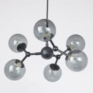 ELEMENTS 6-flammige Kugellampe Hier die sogn. Molekl-Leuchte mit rauch-grauem Kugelglas.