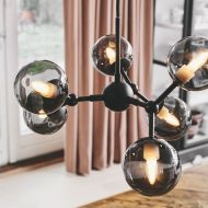 ELEMENTS 6-flammige Kugellampe Glaskugeln in rauchiger Farbe. G9 Lampensockel (Leuchtmittel exklusive)