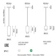 CHAP Design Strahler-Hngeleuchte Abmessung und Lumen der Strahler-Hngeleuchte.