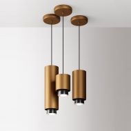 CHAP Design Strahler-Hngeleuchte Hier die drei Pendel Lngen in der Oberflche Bronze.