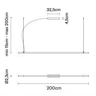 SUSPENDED Moderne LED Hngeleuchte Abmessung der Hngeleuchte mit 2 Metern.
