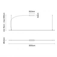 SUSPENDED Moderne LED Hngeleuchte Abmessung der Hngeleuchte mit 3 Metern.