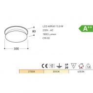 DIABOLO Flache LED Deckenleuchte Abmessung und Lumen der flachen Deckenleuchte.