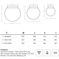 STELLA Kugelglas Deckenleuchte Abmessungen der Deckenleuchte.