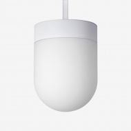 SOJUS Stab-Hngeleuchte mit halbrundem Glas Monochrom: die Deckenleuchte in seidenmatt Wei.