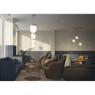 SOJUS Stab-Hngeleuchte mit halbrundem Glas Stimmiges, zeitgemes Design. Gute Ausleuchtung.