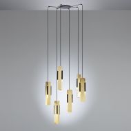 EXCALIBUR Exklusive 6er Kaskaden-Leuchte aus italienischer Manufaktur Exklusive italienische Design-Pendelleuchte 6-flammig.