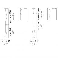 LACRIMA Lange Glaskunstleuchte aus Italien Abmessung der der langen Glas-Pendelleuchte.