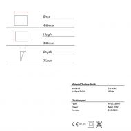 KEIDAI Geschwungene Wandleuchte aus Keramik Abmessung der geschwungenen Wandlampe.