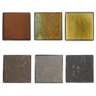 YUMA Eckige Wandleuchte aus Keramik Oberflchen Corten, Kupfer oxidiert, Blattgold, Stein braun, hellgrau oder schwarz.