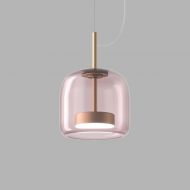 JUBE Zeitlose LED Glaspendelleuchte aus Italien Die moderne Pendelampe mit rosa Lampenglas.