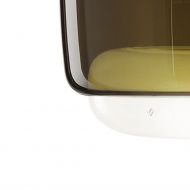 JUBE Zeitlose italienische LED Glaspendelleuchte mit Diffusor Farbspiel der zwei Glasschalen.