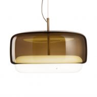 JUBE Groe italienische LED Glaspendelleuchte mit Diffusor Massives mundgeblasenes Glas, Erdbraun.