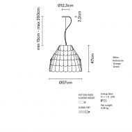 BARBEAU Large design pendant light Abmessungen der groen Design Hngeleuchte.