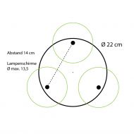 Deckenbaldachin mit drei Auslssen Abmessung des Baldachins mit drei Auslssen.