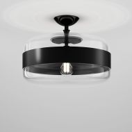 FUTURA Italian glass ceiling light Groe Deckenleuchte, Schwarz und Kristallglas.