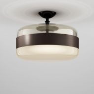 FUTURA Italian glass ceiling light Groe Deckenleuchte, Messing und Bernstein (unten sandgestrahlt)