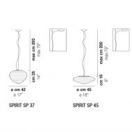 SPIRIT Italienische Pendelleuchte mit Riefenglas Abmessungen der hochwertigen Leuchte.