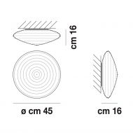 SPIRIT Italienische Deckenleuchte mit gewelltem Glasschirm Abmessungen der flachen Deckenleuchte.