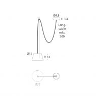 MAGNUS Moderne Pendelleuchte mit 1 bis 6 justierbaren Leuchten in Wei Abmessungen der Pendelleuchte.