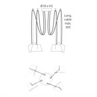 MAGNUS Moderne Pendelleuchte mit 1 bis 6 justierbaren Leuchten in Wei Abmessung und Anordnung der Mehrfachpendel.