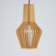 CLAIR Pendelleuchte mit Lampenschirm aus Holz Der lngliche Schirm aus Holzlamellen wirkt elegant.