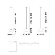 OTO Italian spherical glass lamp with twisted glass Abmessungen der kleinen Kugelglas-Leuchten.