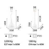 NINKA Pendelleuchte mit trichterfrmigen Lampenglas Mae der Leuchten und Abhngung.
