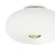 TILA Wohnliche Deckenleuchte aus Glas Groes, satiniertes Lampenglas mit feinem Relief-Liniendekor.