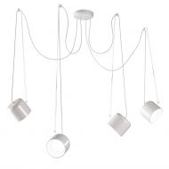 PAULO Weie Pendelleuchte mit 1 bis 6 justierbaren Spots Hngeleuchte mit 4 flexiblen Pendeln.