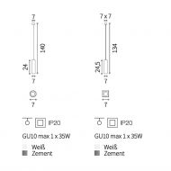 PEPPE Lngliche Hngeleuchte aus Zement Spot-Hngeleuchte in rund oder eckig.