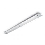 Lnglicher Deckenbaldachin mit 3 Auslssen Mehrfach-Pendel leicht montiert. Oberflche Chrom.