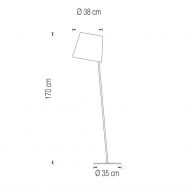 EXCENTRICA Bodenstehleuchte mit Textilschirm in Schwarz oder Wei Abmessungen der Textilstehleuchte.