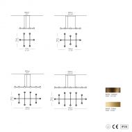 SPIDER Lange Design-H�ngeleuchte Abmessungen der langen H�ngeleuchte.