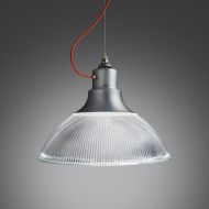 BERLINO Industriedesign Hngeleuchte mit Pressglas Groes, gerilltes Pressglas der Leuchte.