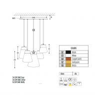 CUP CAKE CLUB Design Kaskaden-Leuchte 5-flammig CUP CAKE CLUB 5 Opalglas Kaskade. Abmessungen.