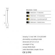 GORDON Italienische Pendelleuchte mit konischem Schirm Abmessungen der Pendelleuchten 12 cm.
