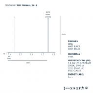 LYB Lange Design Hngeleuchte Abmessung und Lumen der Leuchte.