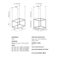CUBE Elegante kubische LED H�ngeleuchte Abmessung und Lumen der kubischen LED Leuchte.