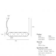 ABBACUS Elegante Design Hngeleuchte Abmessung der langen Design Hngeleuchte.