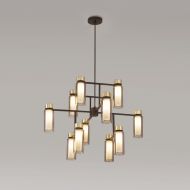 OSMAN Moderner Italienischer Kronleuchter 12 flammig mit Messing und Glasrohr Eleganter italienischer Kronleuchter modern interpretiert.