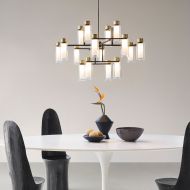 OSMAN Moderner Italienischer Kronleuchter 12 flammig mit Messing und Glasrohr Moderne Kronleuchter - made in Italy. (Abb. 16-flammig)