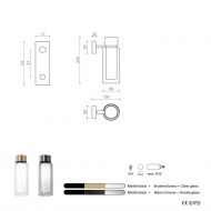 OSMAN Italienische Design-Wandleuchte Glas Messing Abmessungen Glas-Designleuchte.